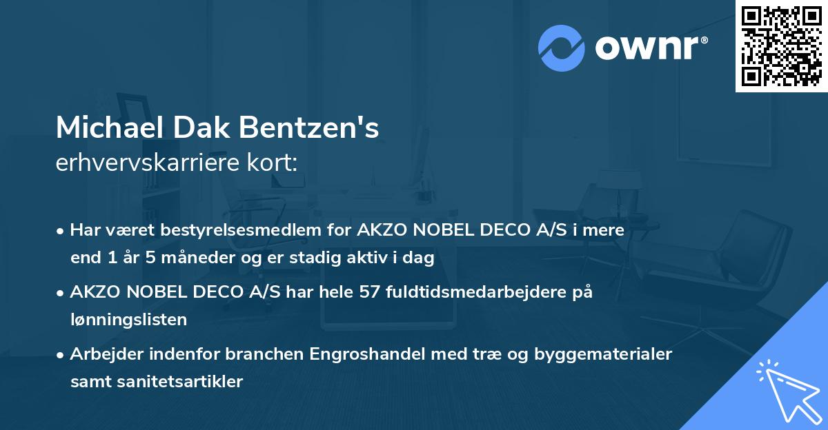 Michael Dak Bentzen's erhvervskarriere kort