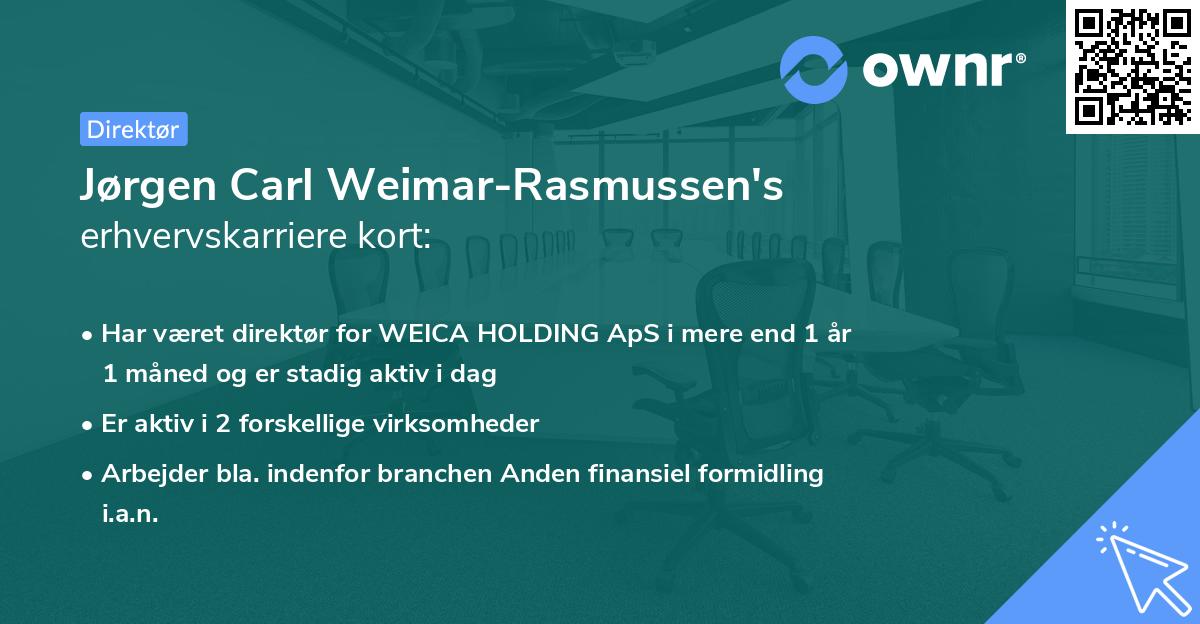 Jørgen Carl Weimar-Rasmussen's erhvervskarriere kort