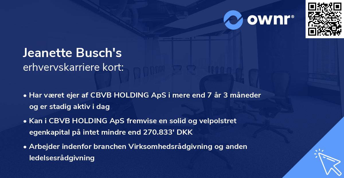 Jeanette Busch's erhvervskarriere kort