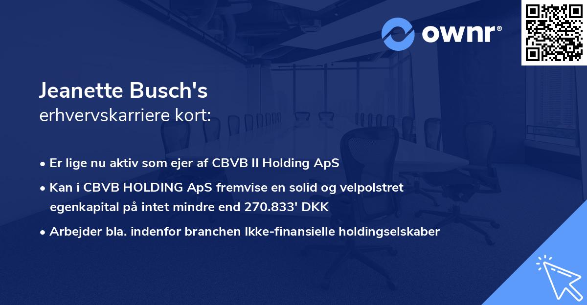 Jeanette Busch's erhvervskarriere kort