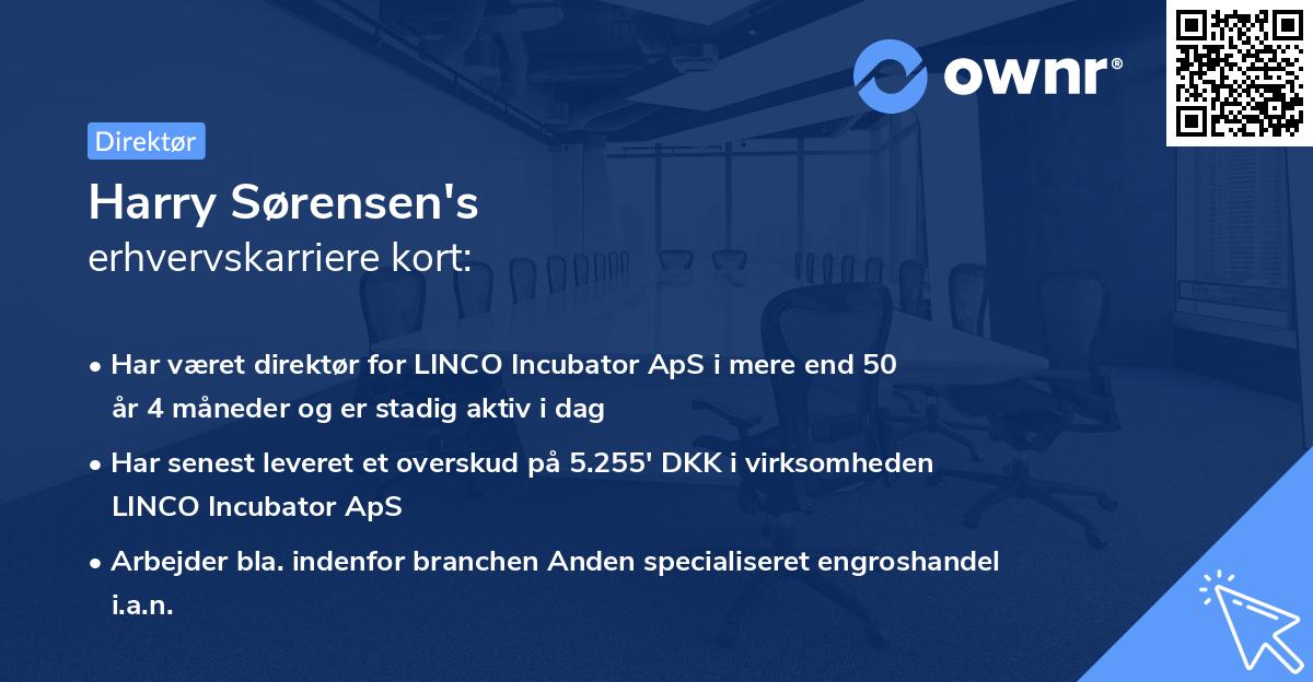 Harry Sørensen's erhvervskarriere kort