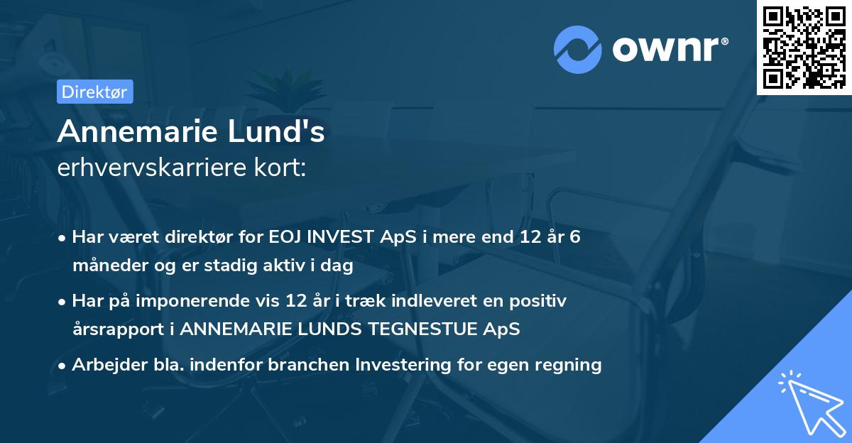 Annemarie Lund's erhvervskarriere kort