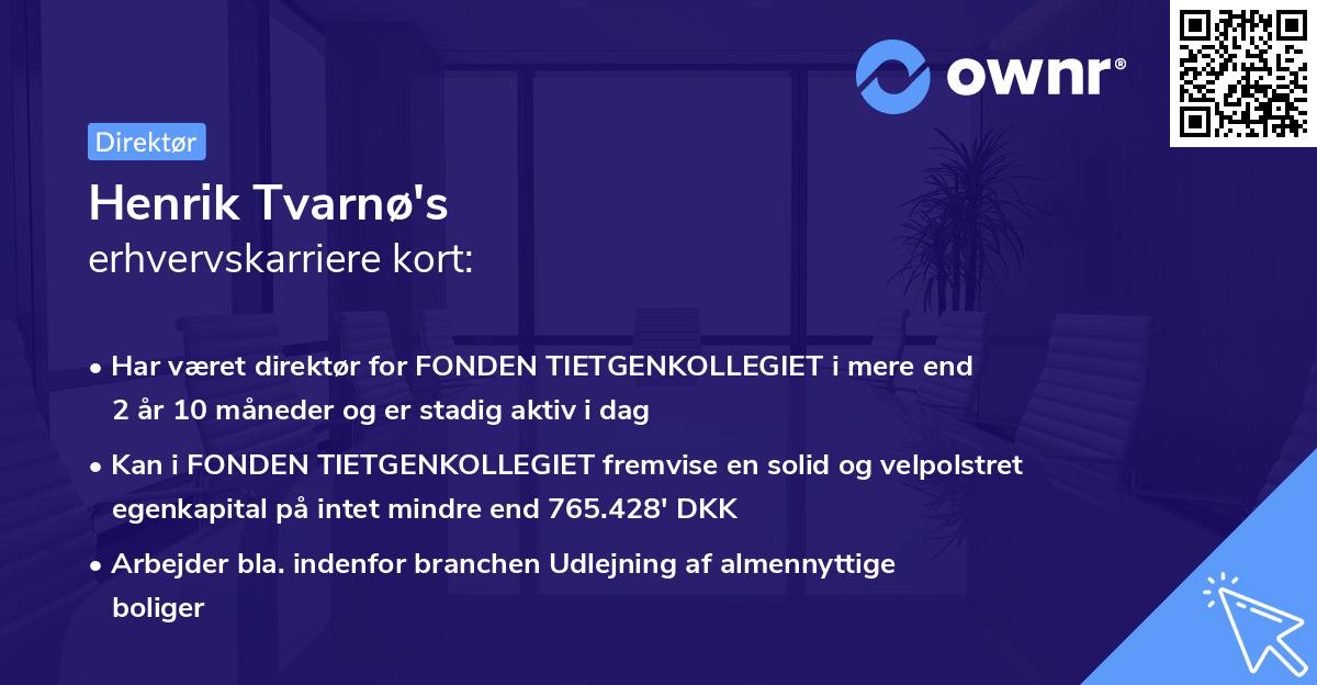 Henrik Tvarnø's erhvervskarriere kort