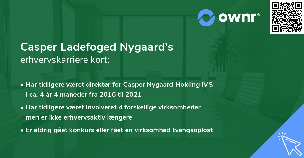Casper Ladefoged Nygaard's erhvervskarriere kort