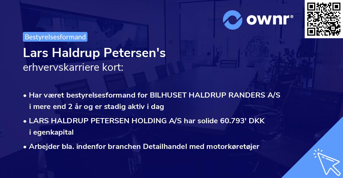 Lars Haldrup Petersen's erhvervskarriere kort
