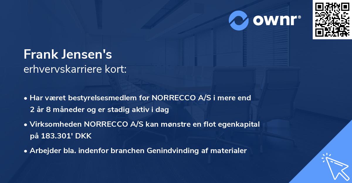 Frank Jensen's erhvervskarriere kort