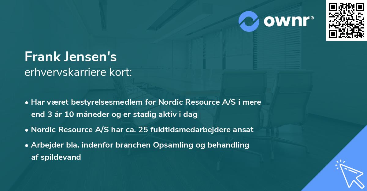 Frank Jensen's erhvervskarriere kort