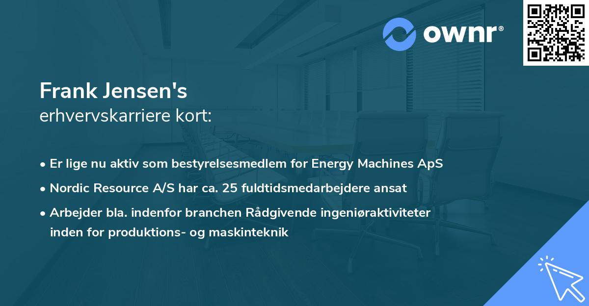 Frank Jensen's erhvervskarriere kort