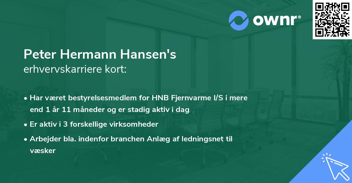 Peter Hermann Hansen's erhvervskarriere kort