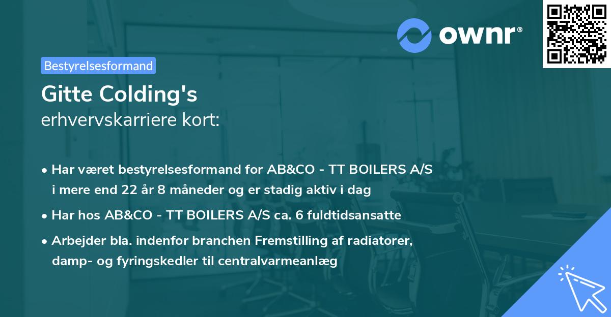 Gitte Colding's erhvervskarriere kort