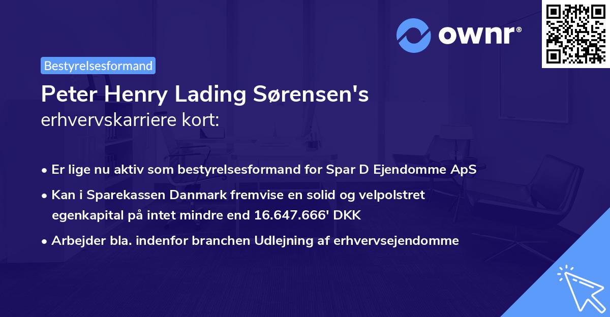 Peter Henry Lading Sørensen's erhvervskarriere kort