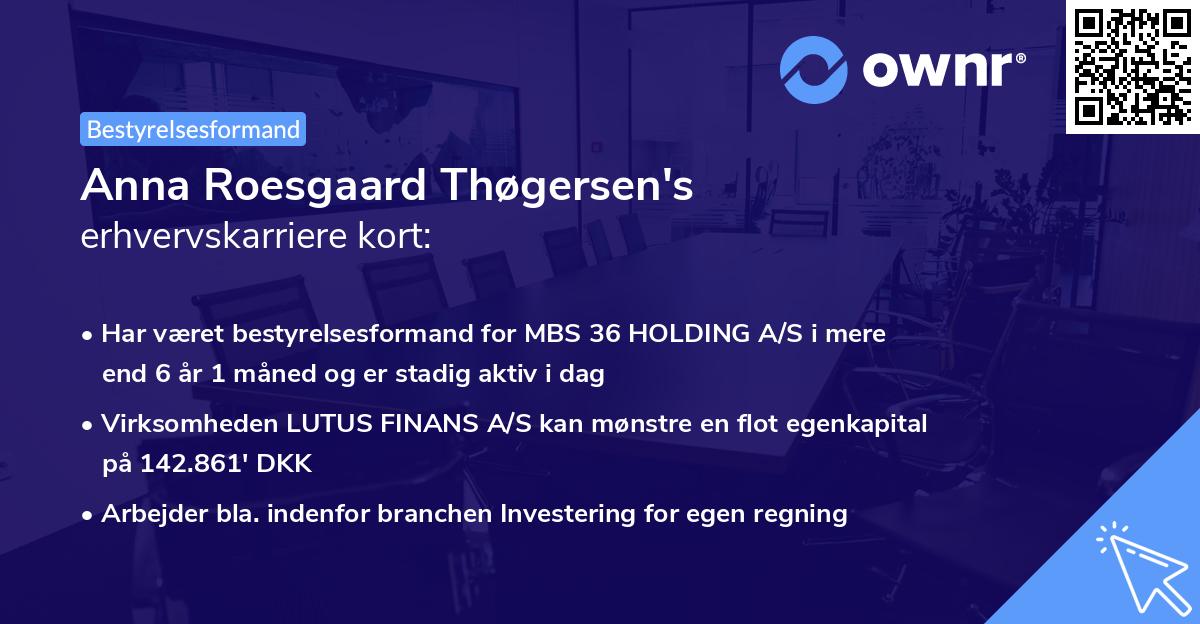 Anna Roesgaard Thøgersen's erhvervskarriere kort