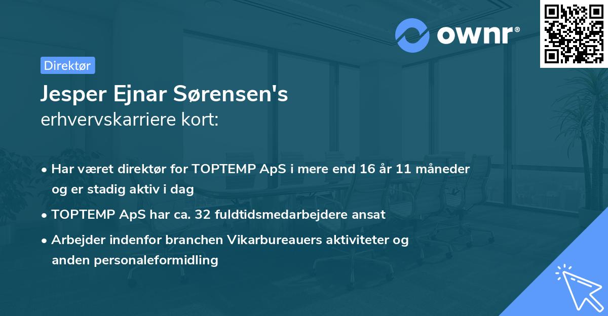 Jesper Ejnar Sørensen's erhvervskarriere kort