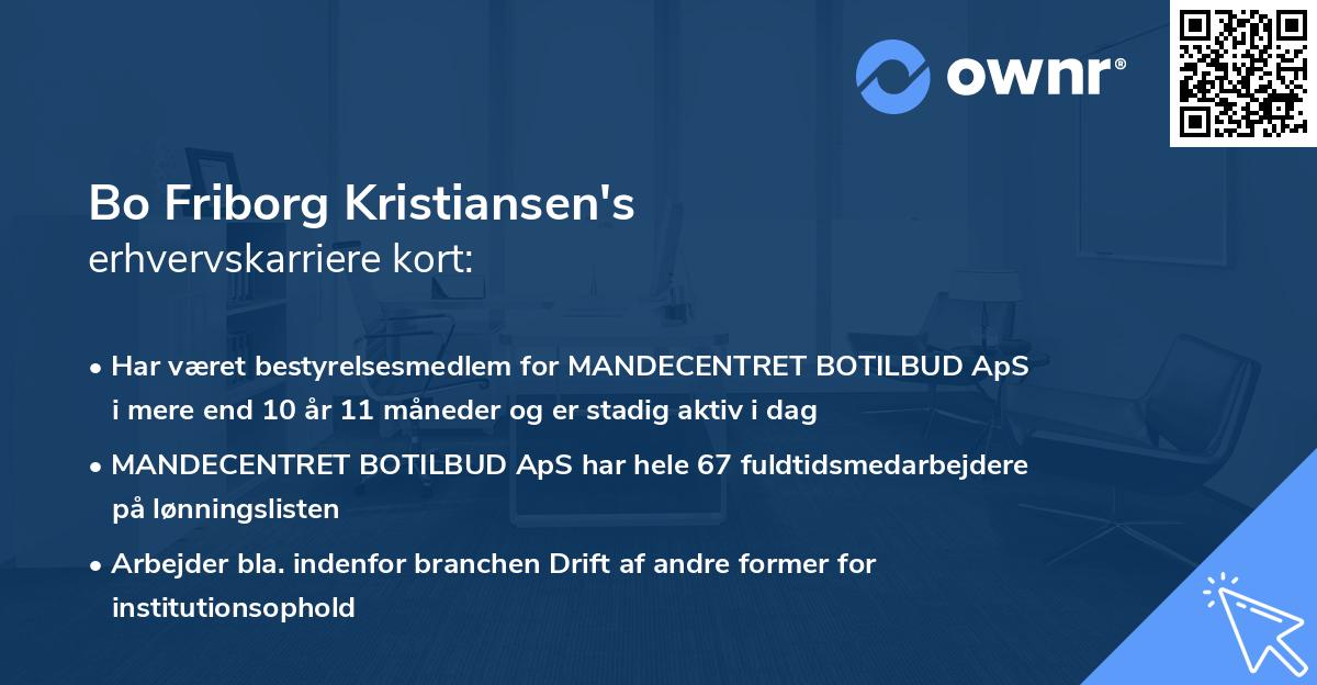 Bo Friborg Kristiansen's erhvervskarriere kort