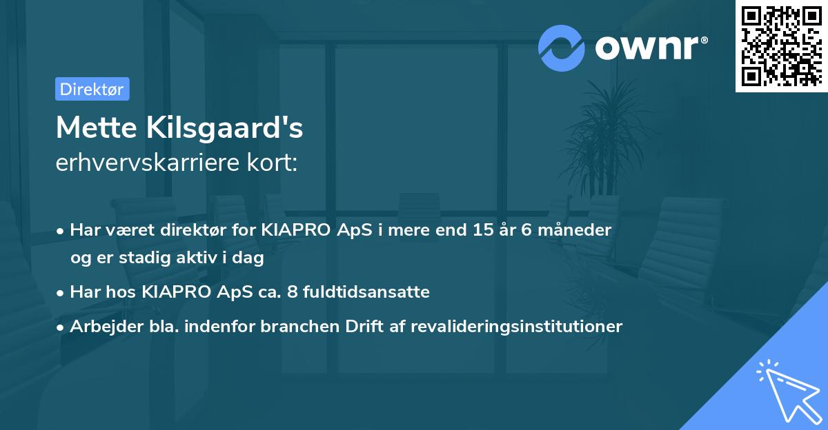 Mette Kilsgaard's erhvervskarriere kort