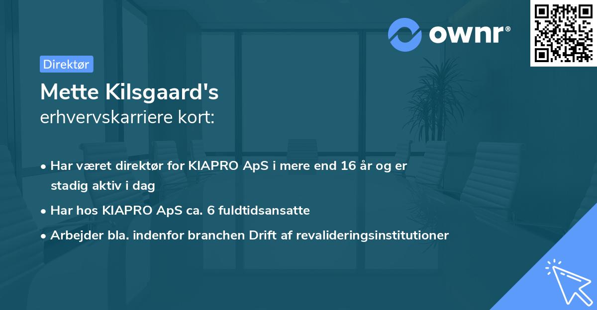 Mette Kilsgaard's erhvervskarriere kort