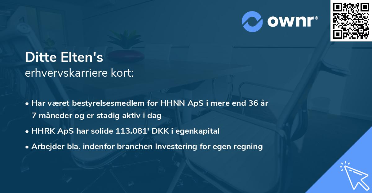Ditte Elten's erhvervskarriere kort