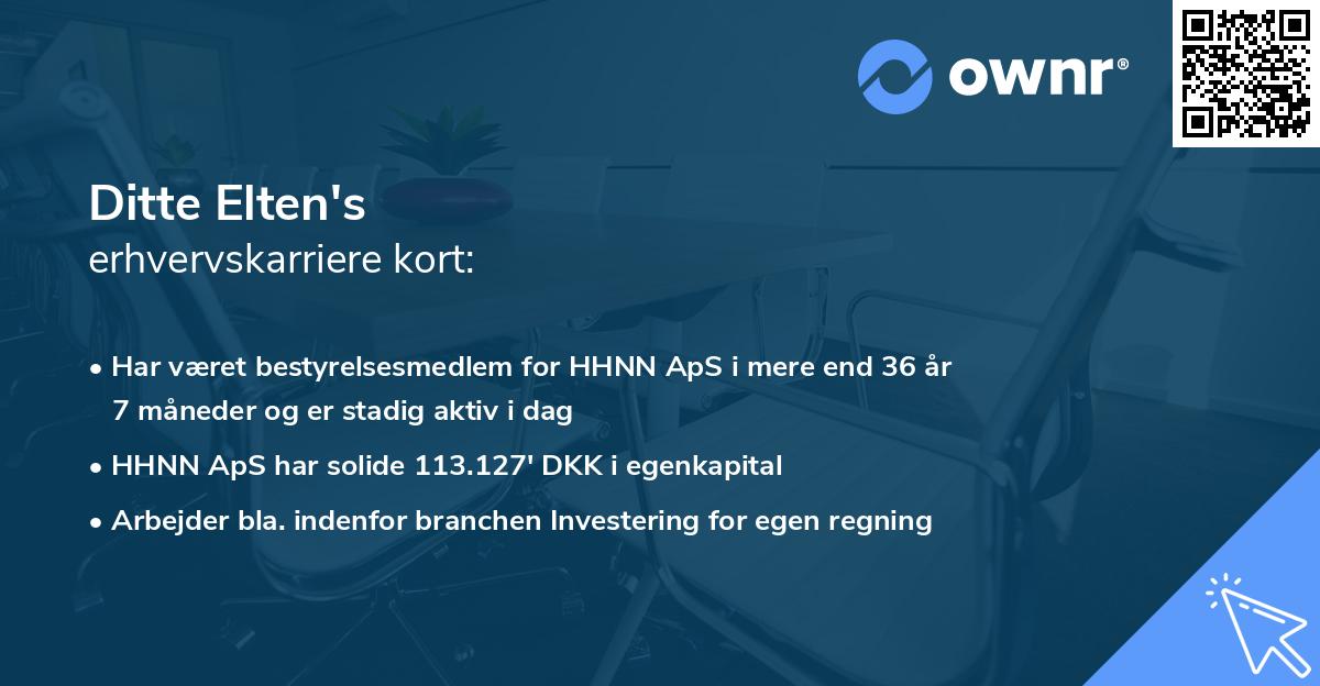 Ditte Elten's erhvervskarriere kort