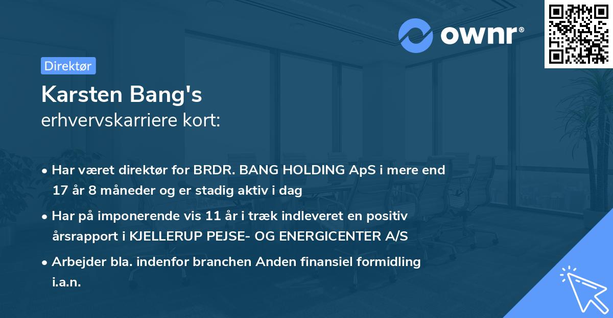 Karsten Bang's erhvervskarriere kort