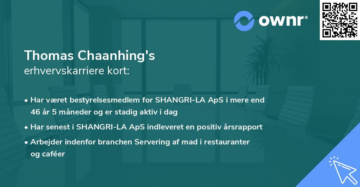 Thomas Chaanhing's erhvervskarriere kort
