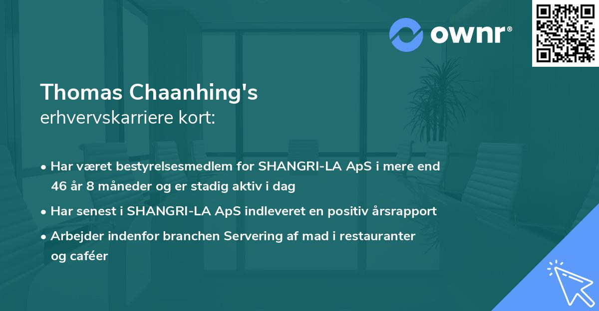 Thomas Chaanhing's erhvervskarriere kort