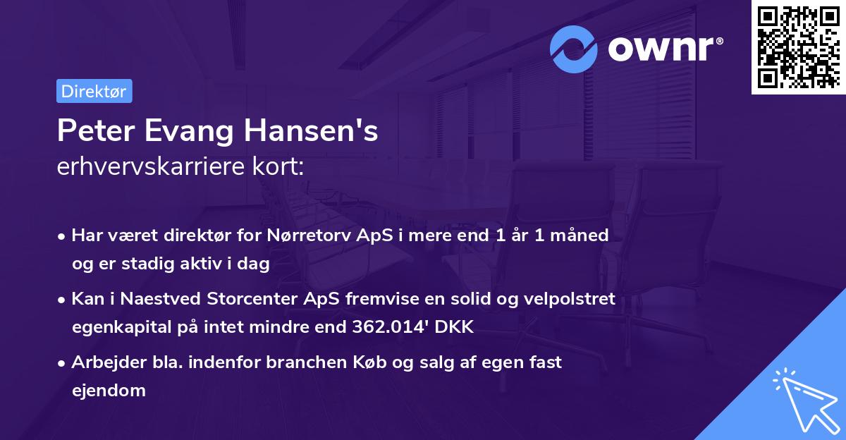 Peter Evang Hansen's erhvervskarriere kort