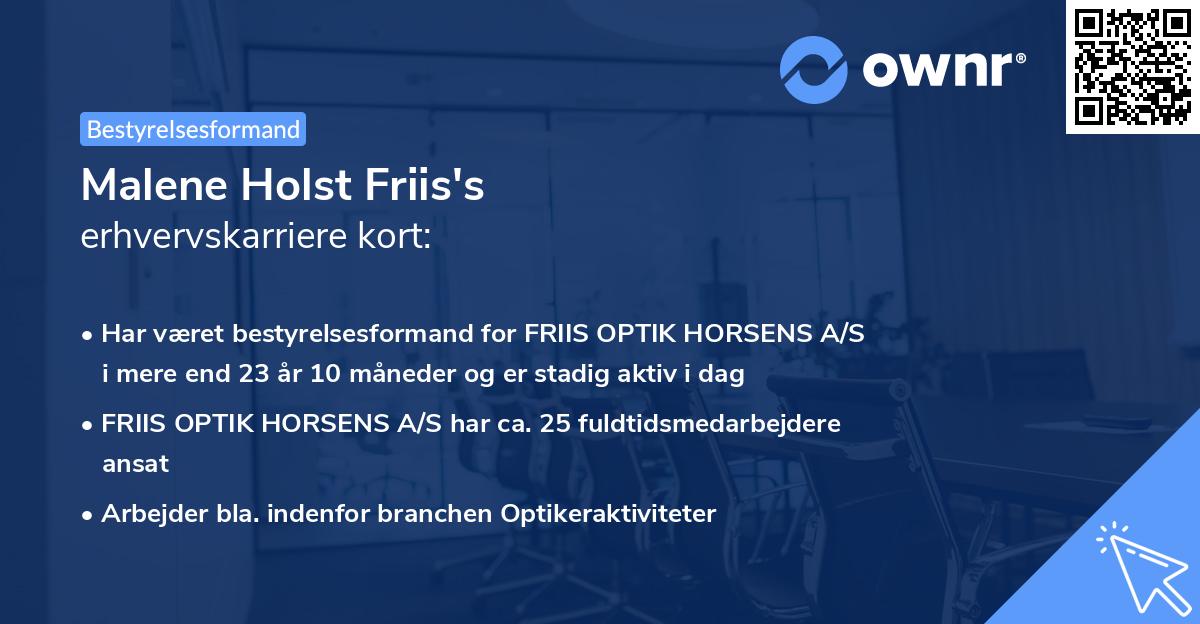Malene Holst Friis's erhvervskarriere kort