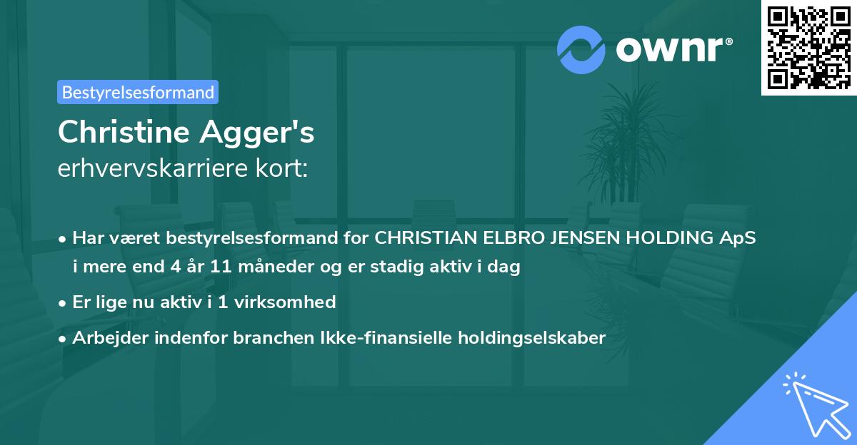 Christine Agger's erhvervskarriere kort