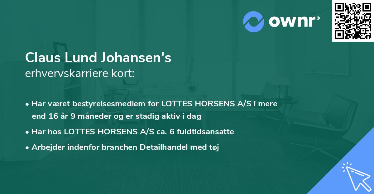 Claus Lund Johansen's erhvervskarriere kort