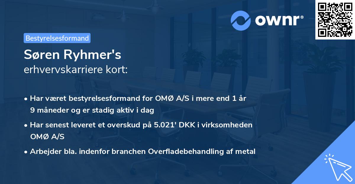 Søren Ryhmer's erhvervskarriere kort