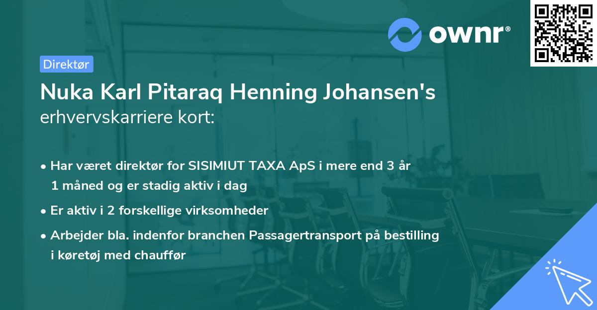 Nuka Karl Pitaraq Henning Johansen's erhvervskarriere kort