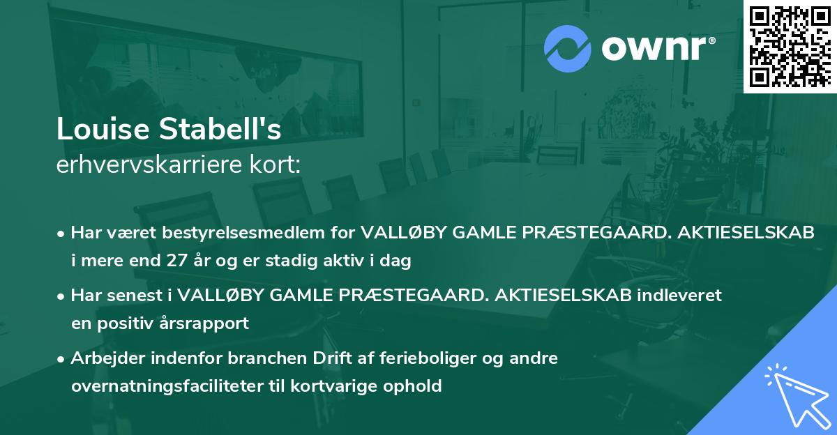 Louise Stabell's erhvervskarriere kort