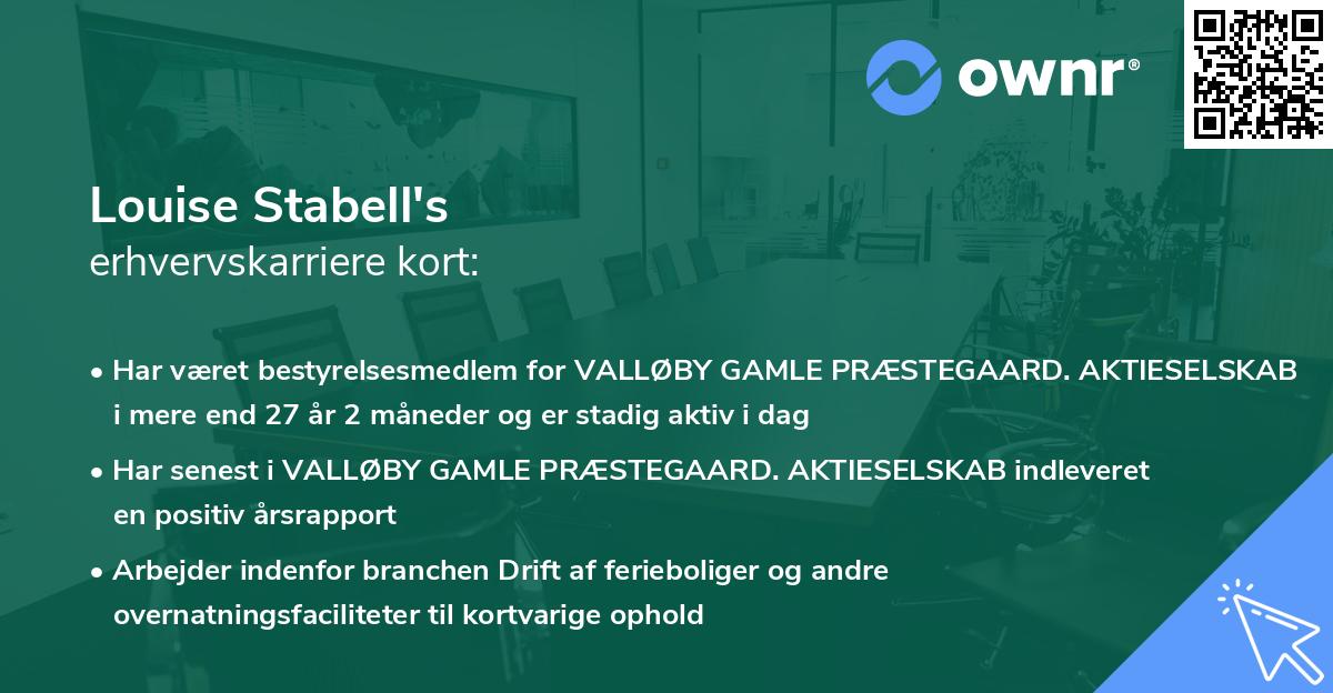 Louise Stabell's erhvervskarriere kort