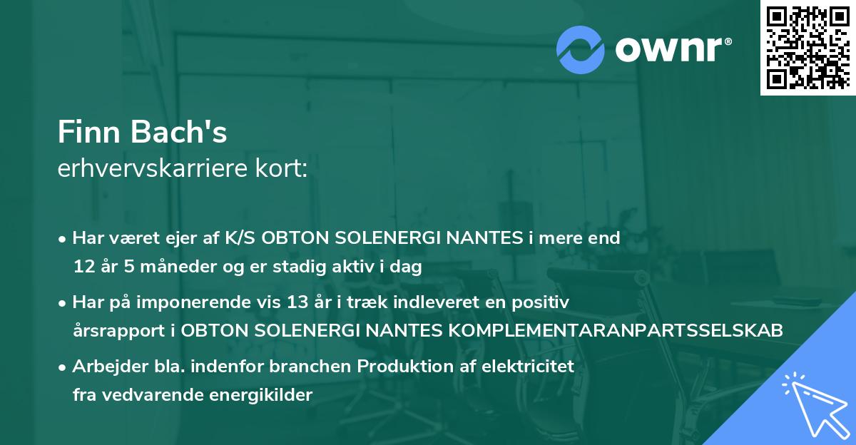 Finn Bach's erhvervskarriere kort