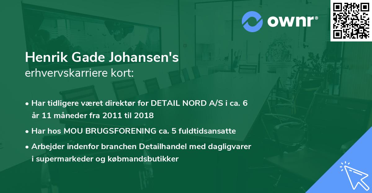 Henrik Gade Johansen's erhvervskarriere kort