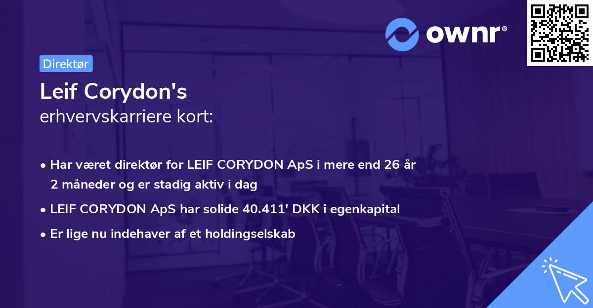 Leif Corydon's erhvervskarriere kort