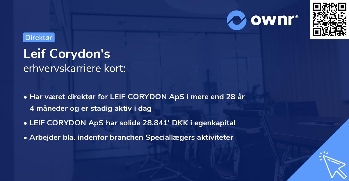 Leif Corydon's erhvervskarriere kort