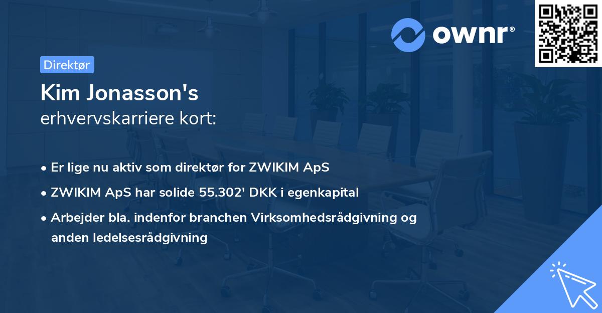 Kim Jonasson's erhvervskarriere kort