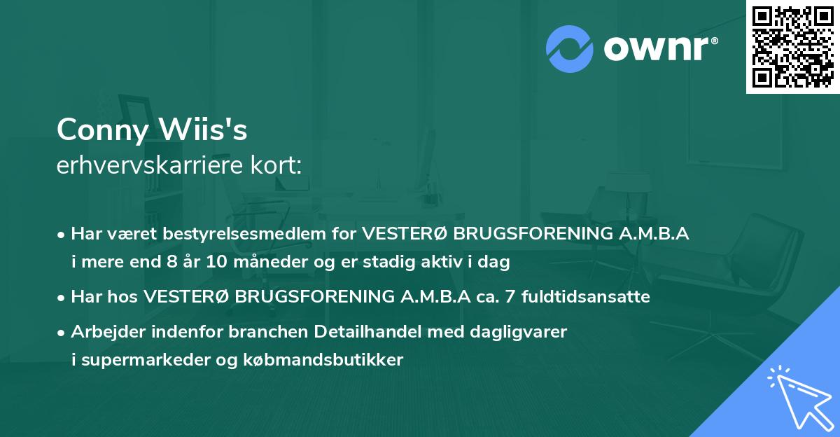 Conny Wiis's erhvervskarriere kort