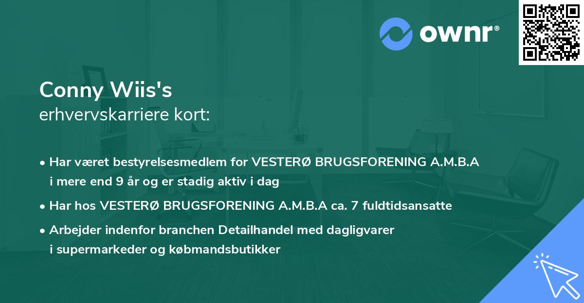 Conny Wiis's erhvervskarriere kort