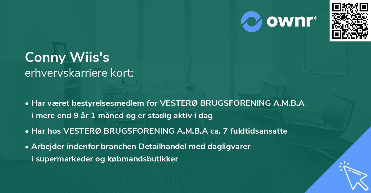 Conny Wiis's erhvervskarriere kort