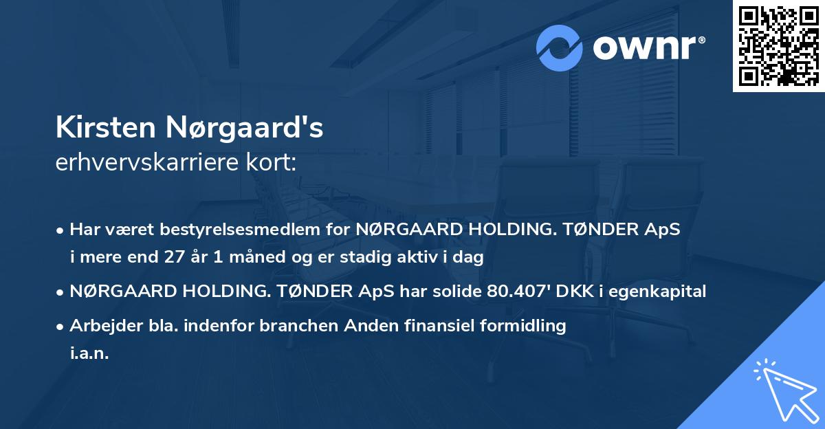 Kirsten Nørgaard's erhvervskarriere kort