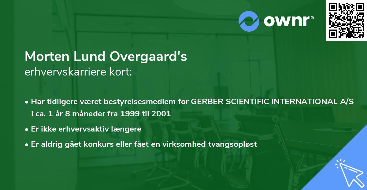 Morten Lund Overgaard's erhvervskarriere kort