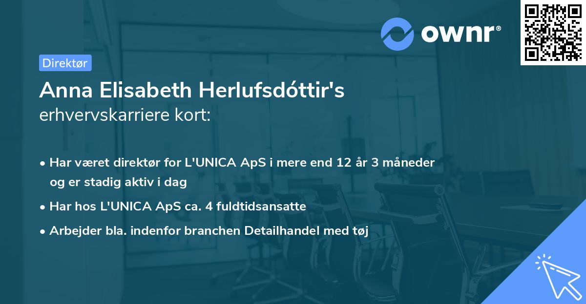Anna Elisabeth Herlufsdóttir's erhvervskarriere kort