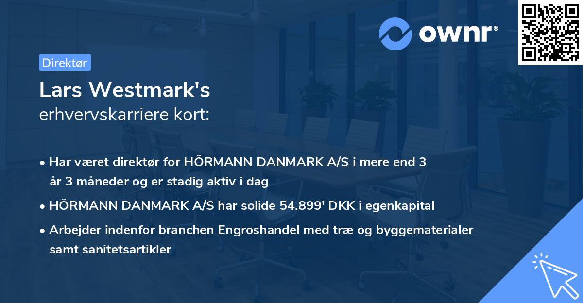 Lars Westmark's erhvervskarriere kort