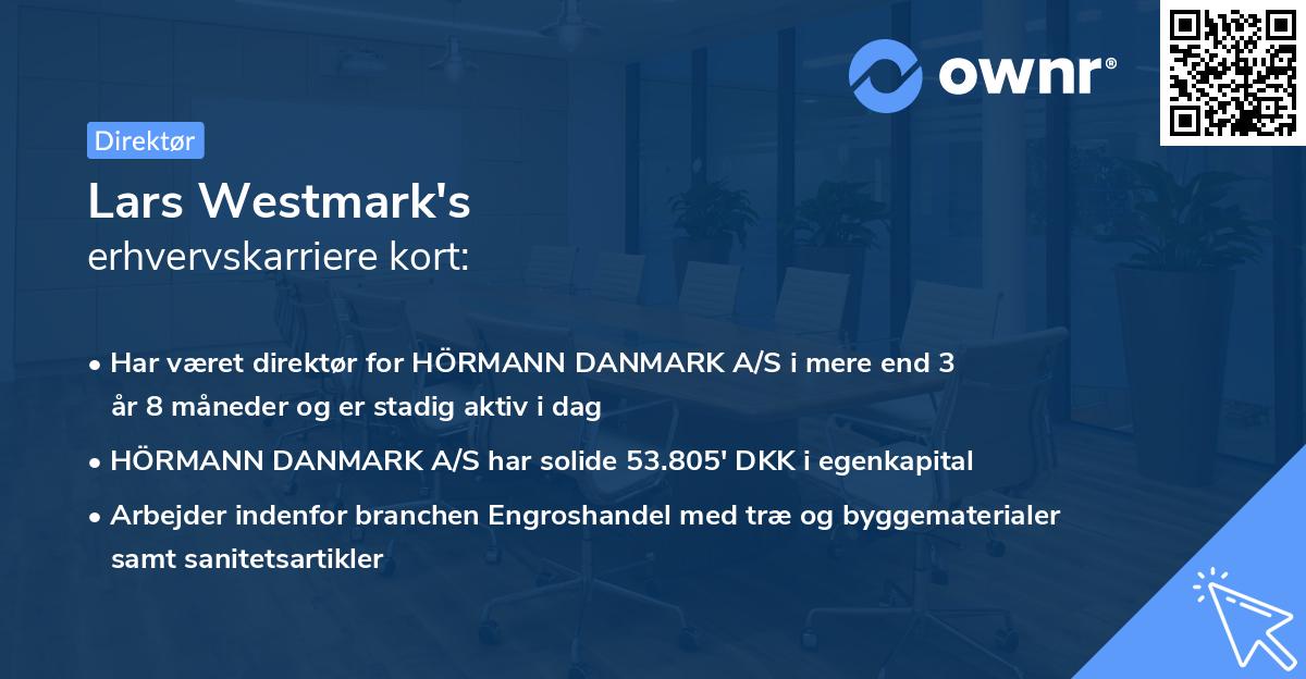 Lars Westmark's erhvervskarriere kort