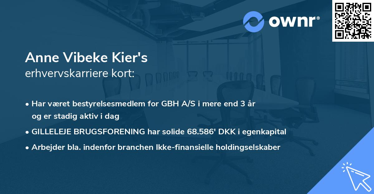 Anne Vibeke Kier's erhvervskarriere kort