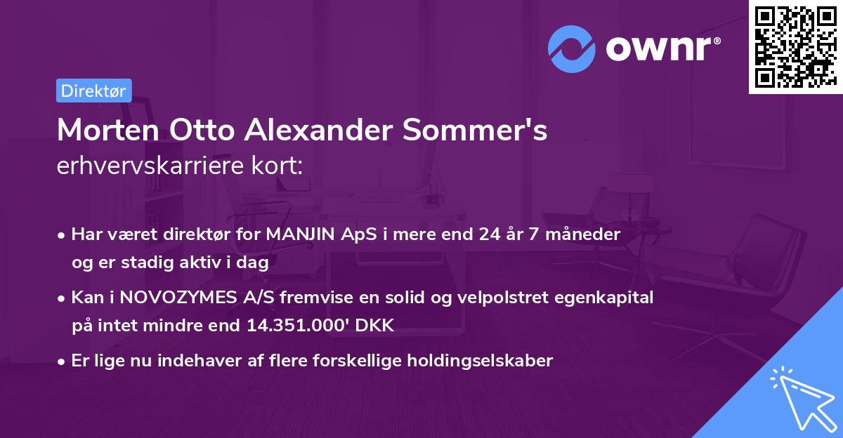 Morten Otto Alexander Sommer's erhvervskarriere kort