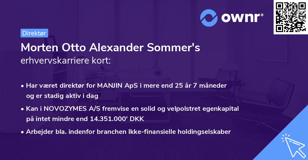 Morten Otto Alexander Sommer's erhvervskarriere kort