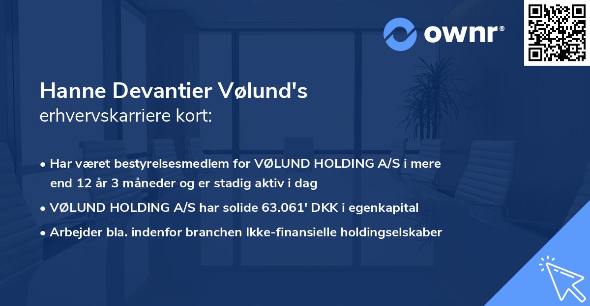 Hanne Devantier Vølund's erhvervskarriere kort